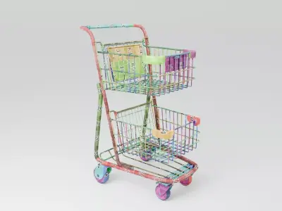 Grocery Cart Small Low-poly 3D model