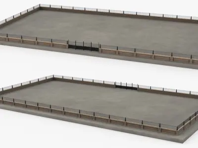 Public Square with Metal Fence 3D model