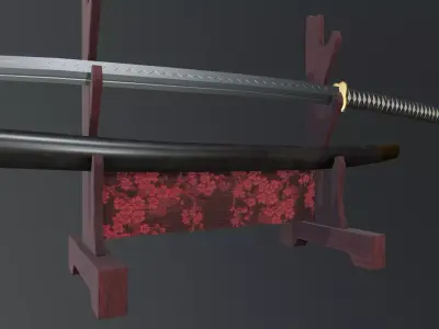 Japanese katana Low-poly 3D model buy