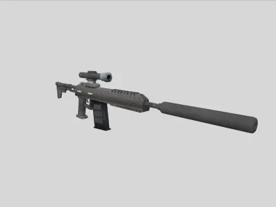 no brand low poly sniper rifle Low-poly 3D model