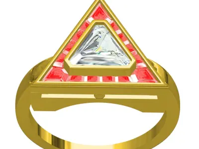 Antique Fancy Cut Triangle Shaped Wedding Ring 3D print model