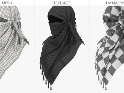  Tactical Keffiyeh Head and Face Wrap Black 