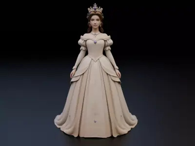Fantasy Princess Statue - Royal Queen Gown 3D print model
