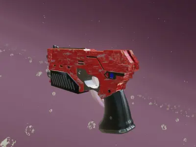 Space Pistol Red Low-poly 3D model