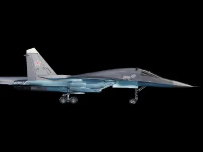 SU-34 Russian strike fighter Low-poly 3D model