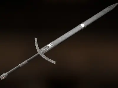 Iron Longsword with Sheath - PBR Low-poly Model Free low-poly 3D model