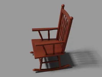 Wooden Rocking Chair Low-poly 3D model