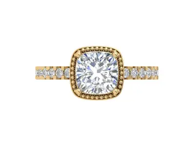 Cushion Solitaire Ring 3D print model shop