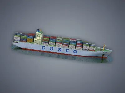 Cargo Ship COSCO Low-poly 3D model