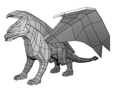 Dragon tiger Low-poly 3D model