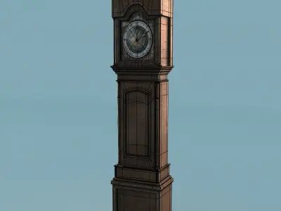 Antique Grandfather Clock Low-poly 3D model