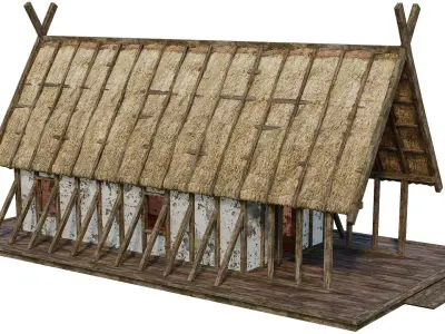 Old Medieval Building House 4K Textures GameReady 91 Low-poly 3D model