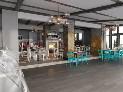Restaurant Scene 01 3D Model 3D model