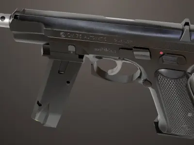 Pistol 09 Black Generic All PBR UE Textures Included Low-poly 3D model