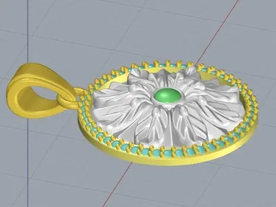 Flower Diamond Cluster Pendant 3D print model