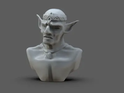 The Elf Bust 3D print model