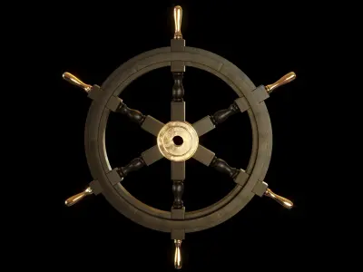 Wooden Sailing Ship Wheel 3D model