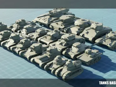 20 TANKS BASE MESHES VOL 1 3D Model Pack
