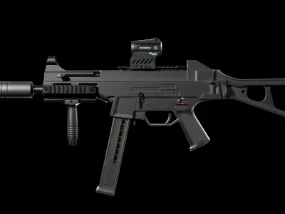 Tactical SMG Heckler and Koch UMP 45 ACP Low-poly 3D model