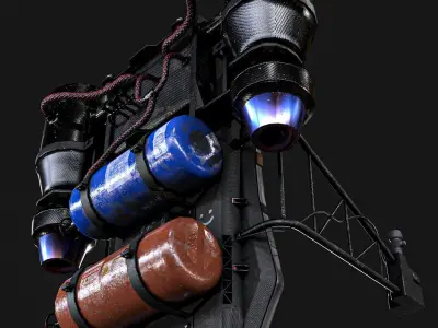 Jetpack spacecraft with cargo Low-poly 3D model