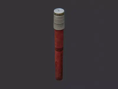 Flare Stick Signal Device Red Body White Cap Low-poly 3D model