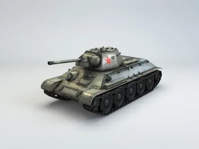 Low Poly T-34-76 1943 early medium tank Low-poly 3D model