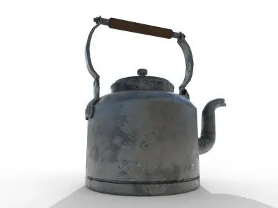 Kettle metal tea Low-poly 3D model