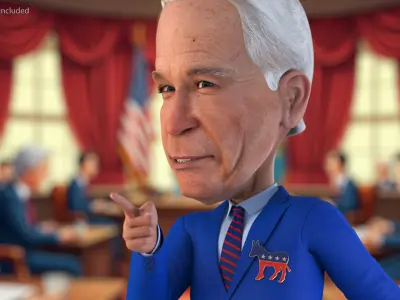 Cartoon Joe Biden with Democratic Icon 3D model