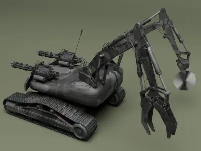 robot excavator Low-poly 3D model