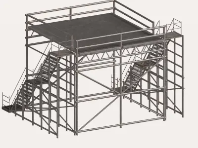 Metal pipe high platform Low-poly 3D model