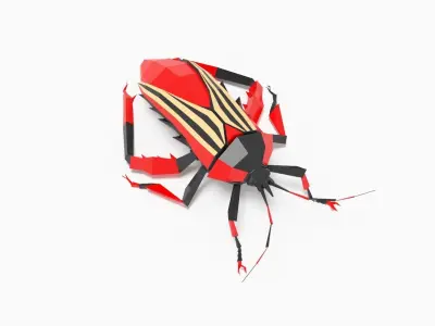 Bug low poly origami Low-poly 3D model