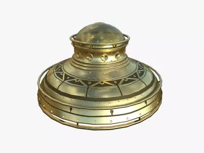 Alien Spaceship UFO F07 Gold - Sci Fi Spacecraft Design Low-poly 3D model