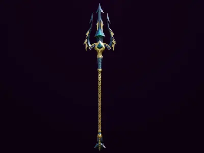 Fantasy Trident 01 All PBR Unity UE Textures Included Low-poly 3D model