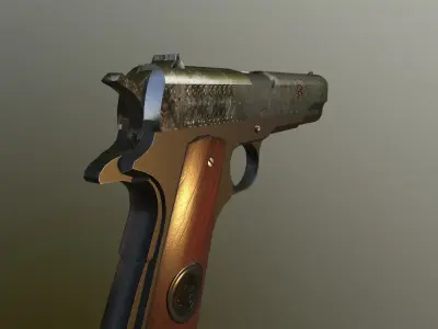 Colt 1911 custom anarchy Game ready Low-poly 3D model