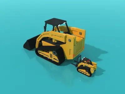 Mini Front Loader Vehicle Voxel 3D model