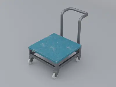 Small Metal Trolley Free low-poly 3D model