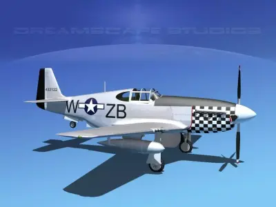 North American P-51B Mustang V13 3D model