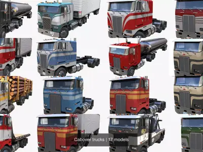 Cabover trucks 3D Model Pack