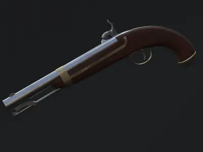 Flintlock pistol - musket gun 3D model