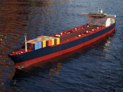 Oil Tanker ship Low-poly 3D model