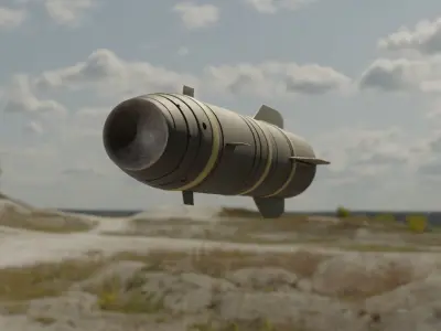 Missile 3D model bomb flying in sky Low-poly 3D model