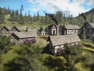 High Quality enterable Medieval house - Building M Low-poly 3D model
