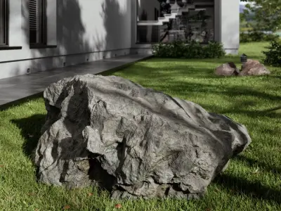  Cool Toned Slanted Jagged Large Rock Boulder Model 