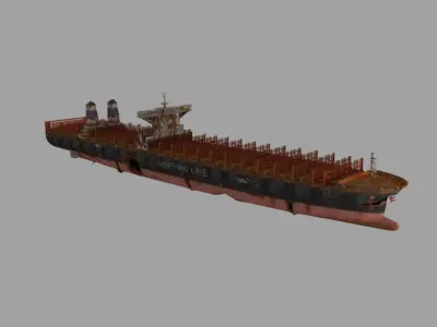 rusty container ship 3D model