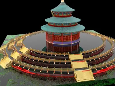 Chinese temple 3D model purchase