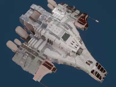 Detailed Spaceship x Spacecraft Game Ready Low Poly PBR Low-poly 3D model