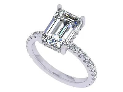 Emerald Stone Solitary Engagement Ring 3D print model purchase
