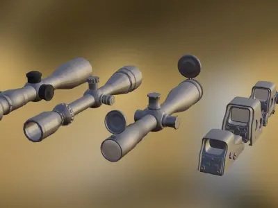 Lowpoly scopes and suppressors Free low-poly 3D model
