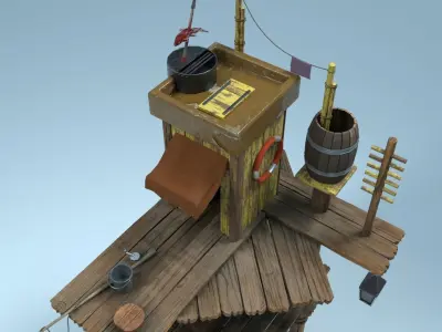 Small Fishing House Low-poly 3D model