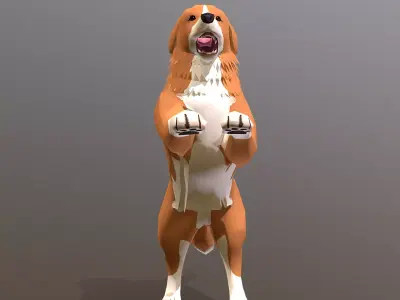 Retriever  Cheering DOg Standing Orange Dog Cycle 3D model